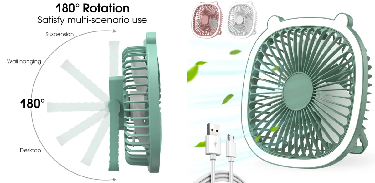 Portable Desktop Fan With light